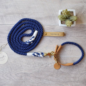 Rope Dog Collar - Navy | Original Cotton Fashion Collar