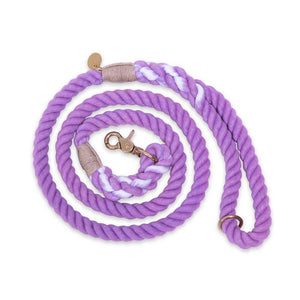 Periwinkle Rope and Leather Dog Collar & Leash Bundle