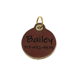 Brown Luxury Leather Dog ID Tag
