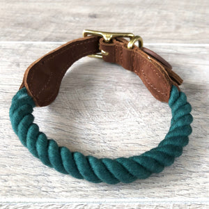 Rope Dog Collar - Forest Green | Original Cotton Fashion Collar