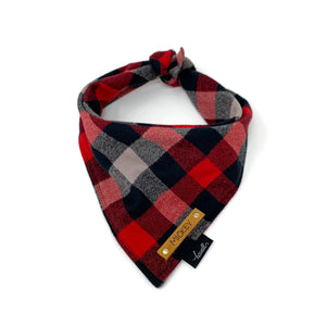 Dog Bandana - Red and Gray Plaid Flannel