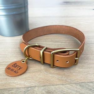 Tan Luxury Leather Dog Collar