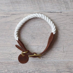 Rope Dog Collar - White | Original Cotton Fashion Collar